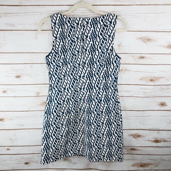 Anthropologie Moulinette Soeurs beaded neckline blue & white lined Dress Size 2 - Picture 7 of 11